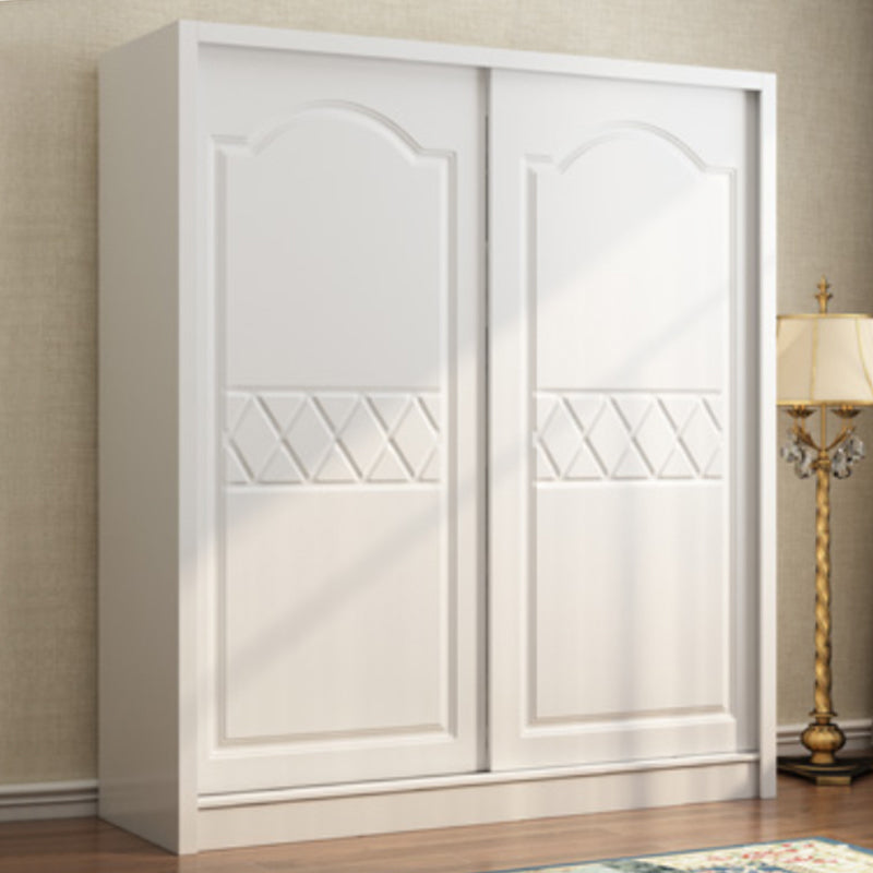 White Wardrobe Closet with Drawer Engineered Wood Wardrobe Armoire