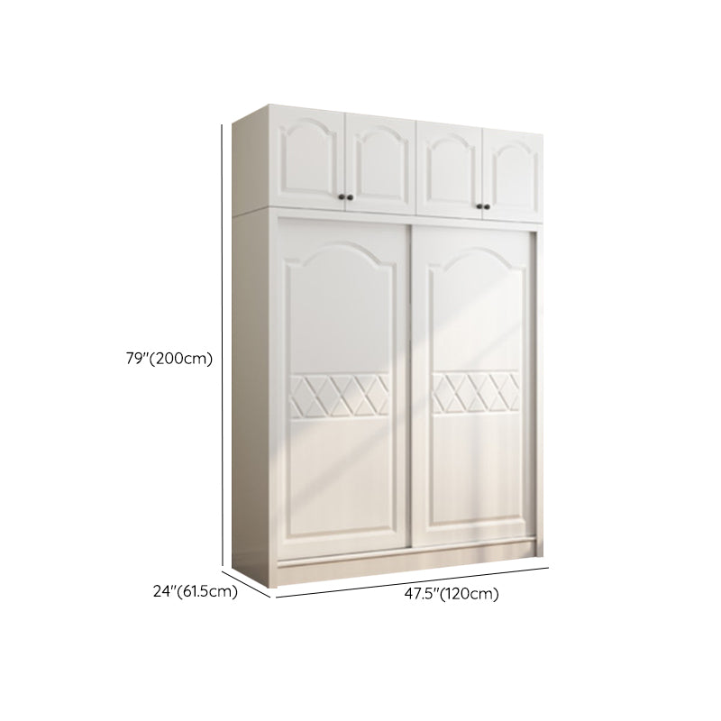 White Wardrobe Closet with Drawer Engineered Wood Wardrobe Armoire
