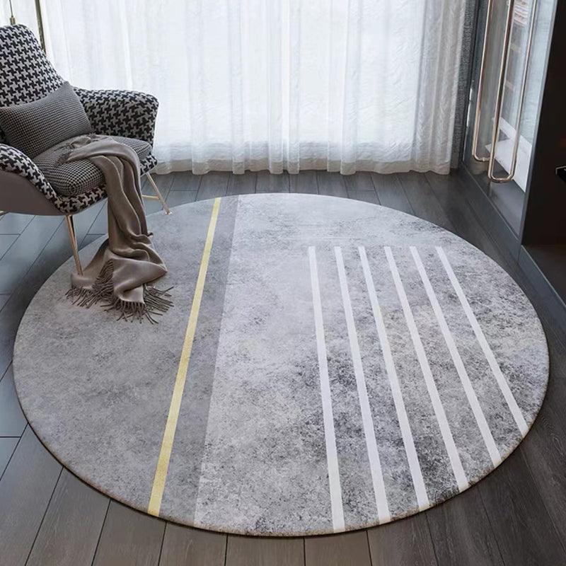 Dark Grey Modern Rug Polyester Graphic Rug Washable Rug for Living Room