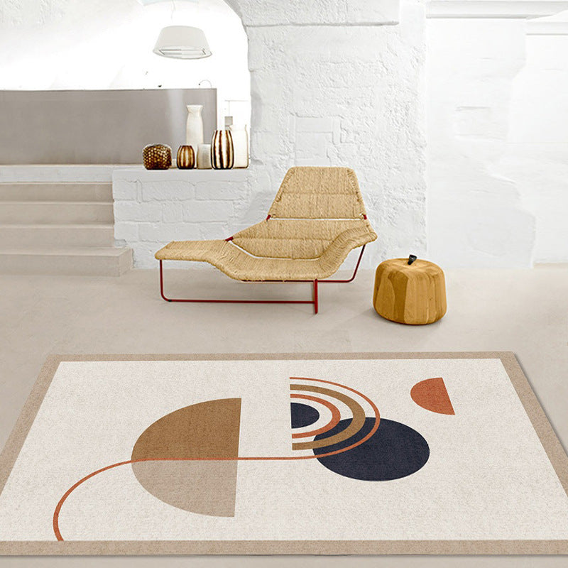 Casual Beige Rug Polyester Color Lump Rug Stain Resistant Rug for Living Room