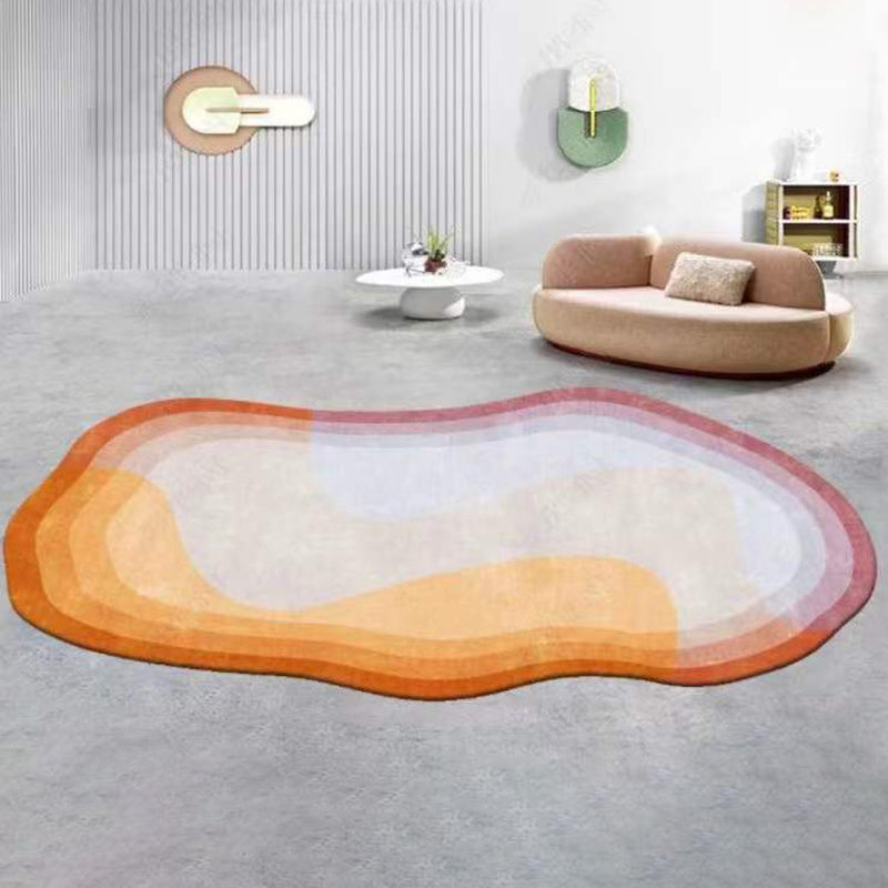 Casual Contrast Color Rug Polyester Orange Rug Washable Rug for Living Room