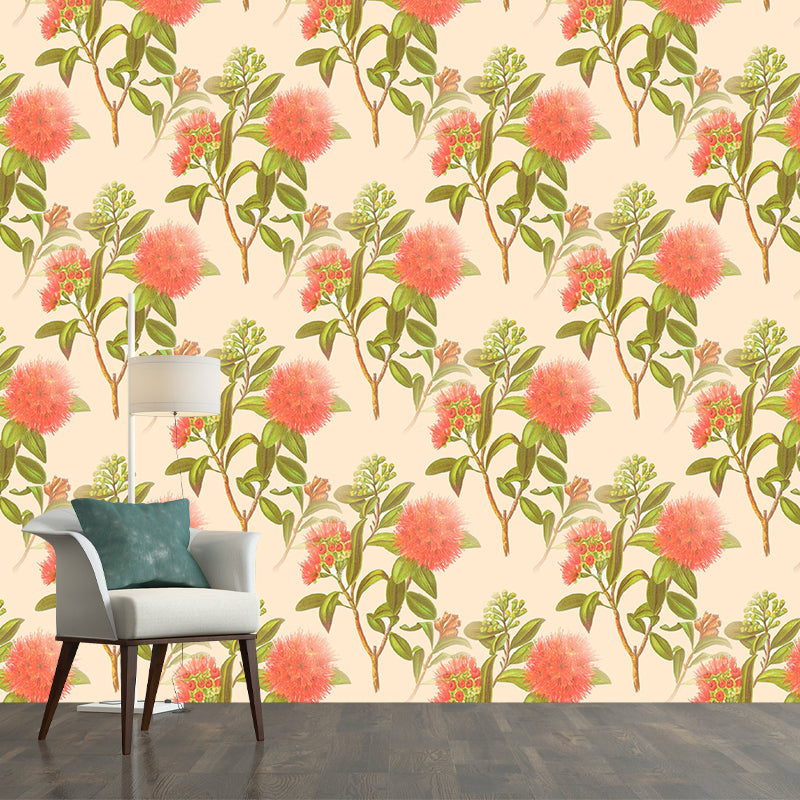 Vintage Illustration Mural Wallpaper Flowers Sitting Room Wall Mural