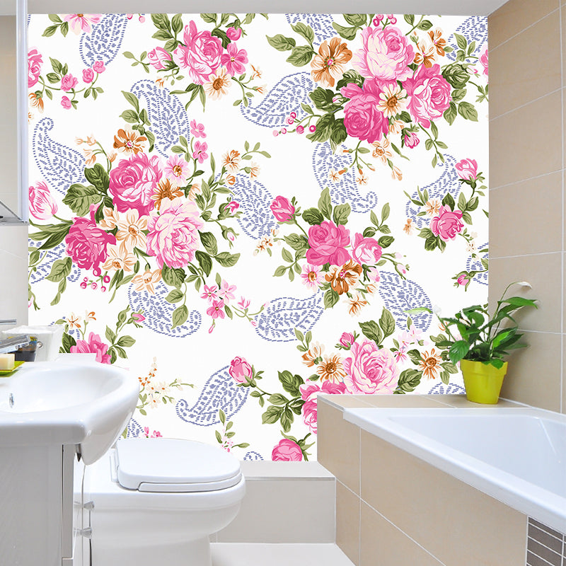 Flowers Illustration Wallpaper Environment Friendly Mildew Resistant Indoor Wall Mural