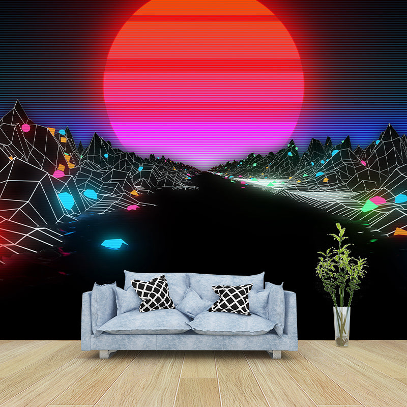 Washable Illustration Mural Wallpaper Cyberpunk Style Indoor Wall Mural