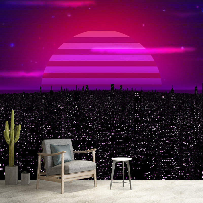 Washable Illustration Mural Wallpaper Cyberpunk Style Indoor Wall Mural