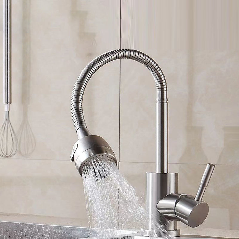 Modern 1-Handle 1-Hole Faucets Black and Silver Standard Kitchen Faucet