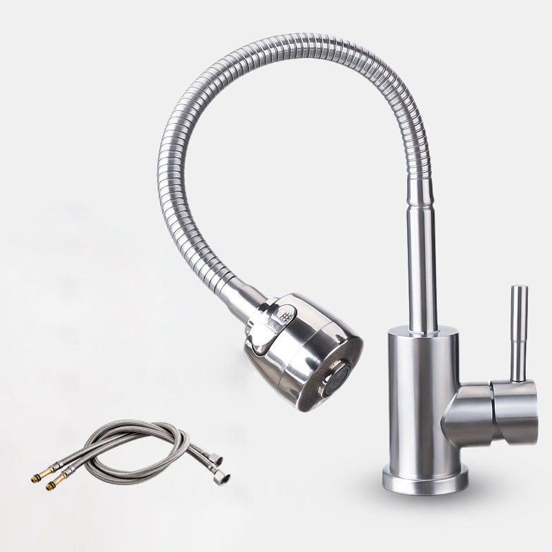 Modern 1-Handle 1-Hole Faucets Black and Silver Standard Kitchen Faucet