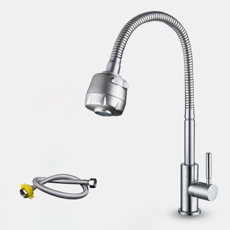 Modern 1-Handle 1-Hole Faucets Black and Silver Standard Kitchen Faucet