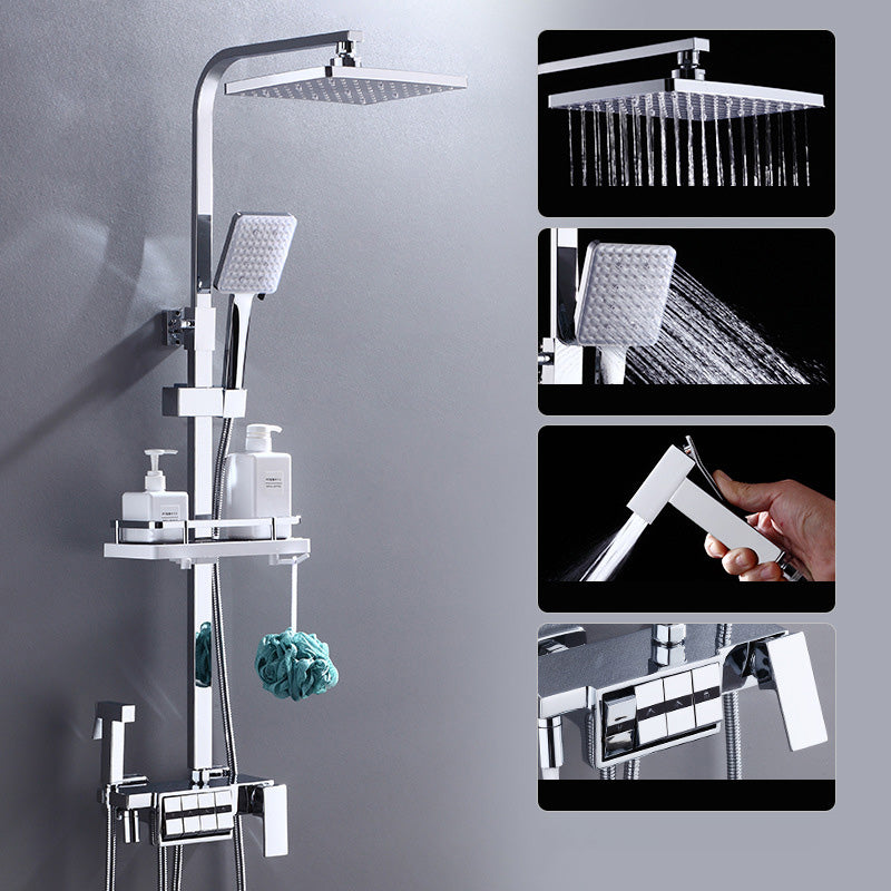 Modern Adjustable Spray Pattern Water Flow Shower Faucet Shower Hose Shower System on Wall