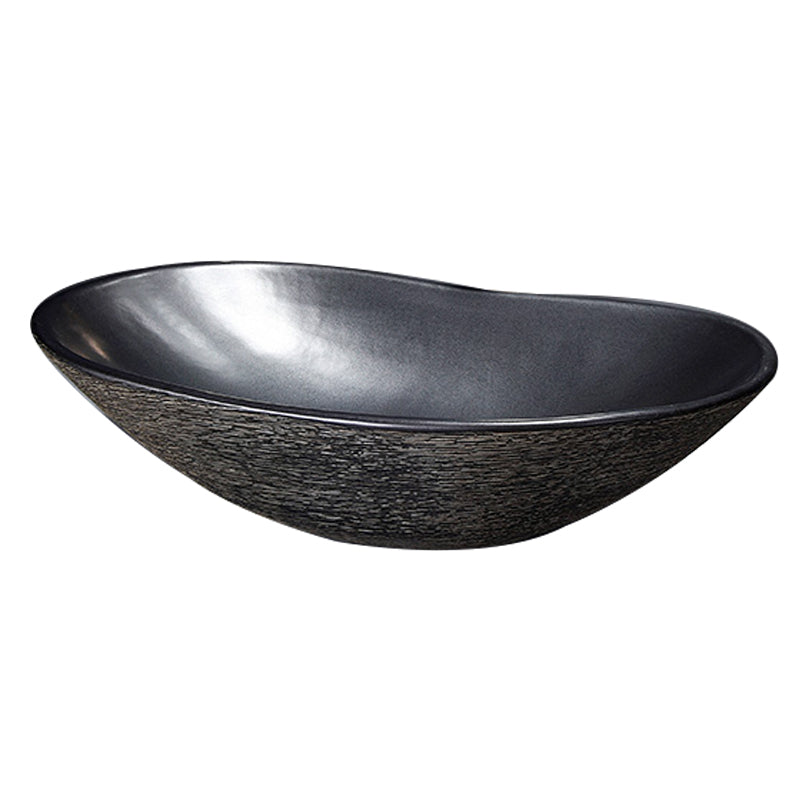 Traditional Vessel Bathroom Sink Oval Porcelain with Overflow and Drain Assembly Vessel