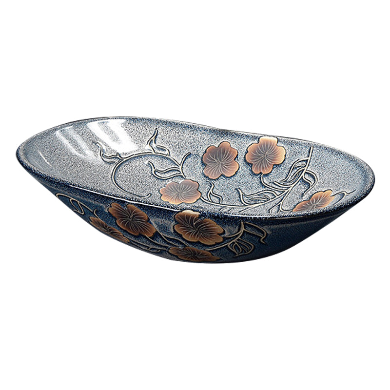 Traditional Vessel Bathroom Sink Oval Porcelain with Overflow and Drain Assembly Vessel