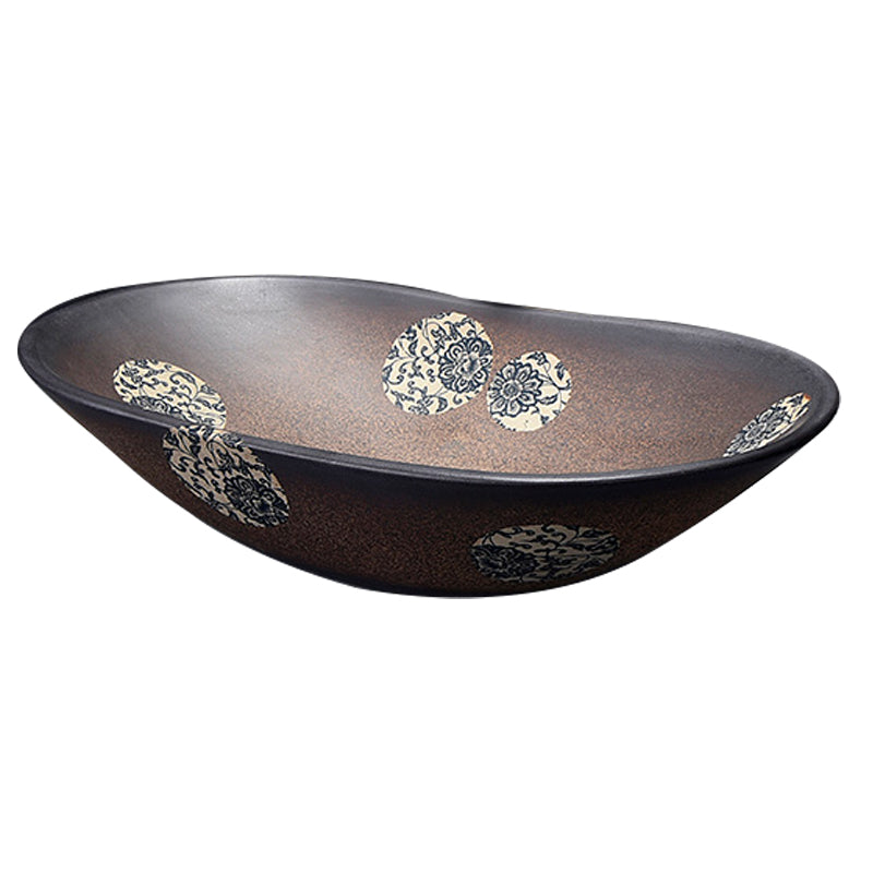 Traditional Vessel Bathroom Sink Oval Porcelain with Overflow and Drain Assembly Vessel