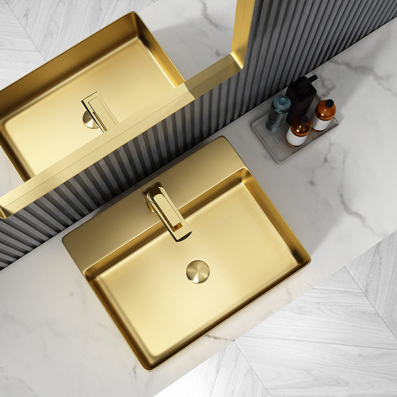Modern Bathroom Sink Rectangular Bathroom Sink with Basin and Faucet