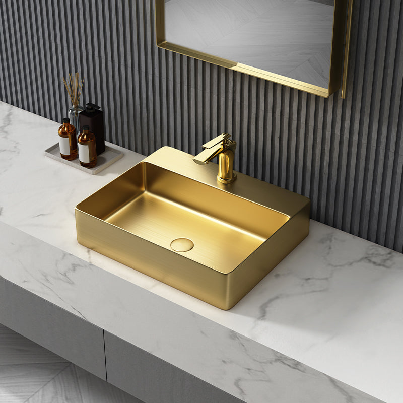 Modern Bathroom Sink Rectangular Bathroom Sink with Basin and Faucet