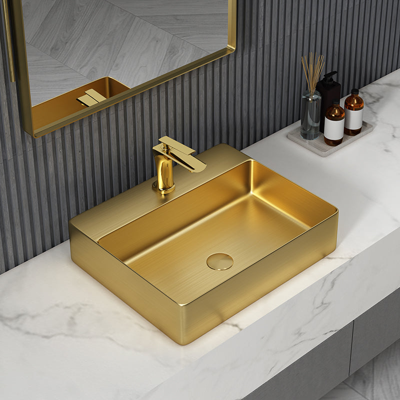 Modern Bathroom Sink Rectangular Bathroom Sink with Basin and Faucet