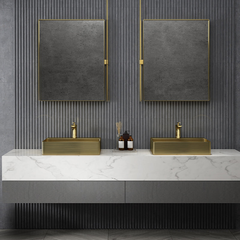 Modern Bathroom Sink Rectangular Bathroom Sink with Basin and Faucet