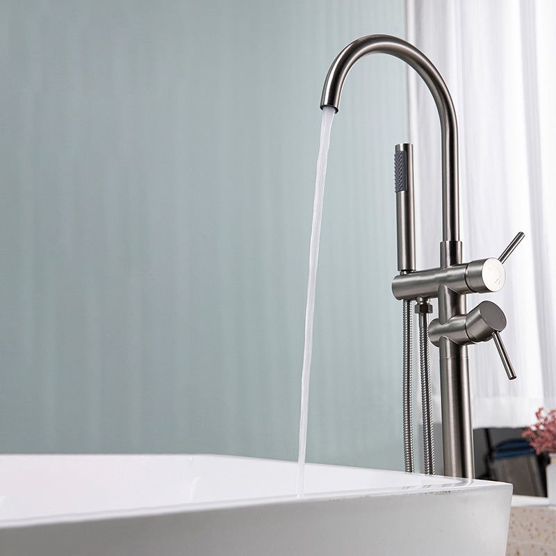 Modern Floor Mounted Metal Freestanding Tub Filler Freestanding High Arc Tub Filler Trim