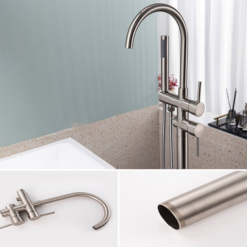 Modern Floor Mounted Metal Freestanding Tub Filler Freestanding High Arc Tub Filler Trim