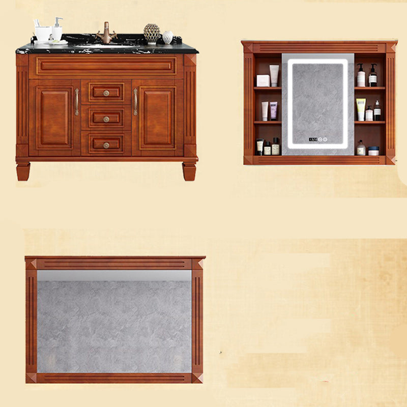 Traditional Wooden Sink Vanity Mirror Cabinet Vanity Cabinet with Storage Shelving