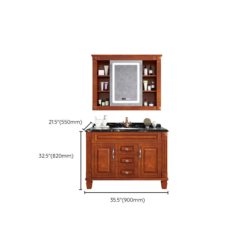 Traditional Wooden Sink Vanity Mirror Cabinet Vanity Cabinet with Storage Shelving