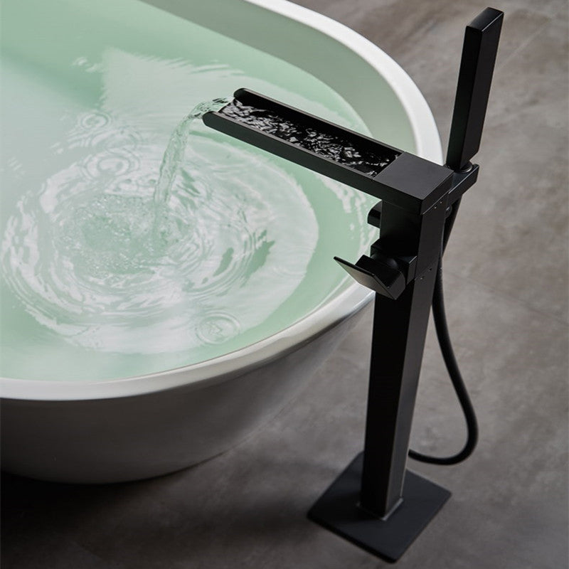 Modern Deck Mounted Copper Tub Faucet Low Arc Waterfall Tub Faucet