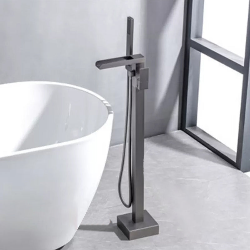 Modern Deck Mounted Copper Tub Faucet Low Arc Waterfall Tub Faucet