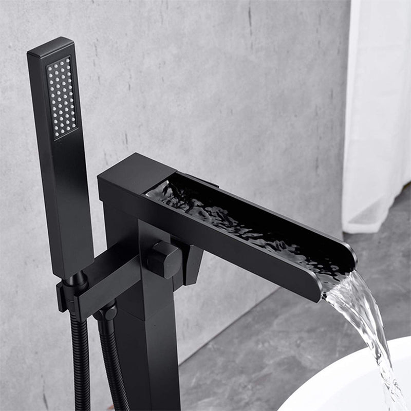 Modern Deck Mounted Copper Tub Faucet Low Arc Waterfall Tub Faucet