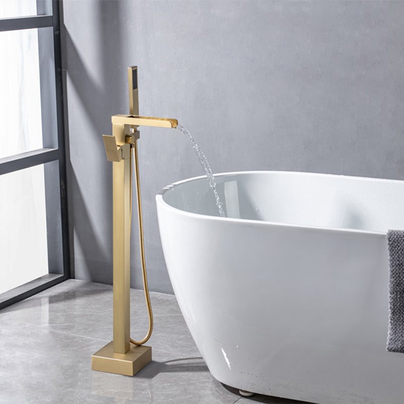 Modern Deck Mounted Copper Tub Faucet Low Arc Waterfall Tub Faucet