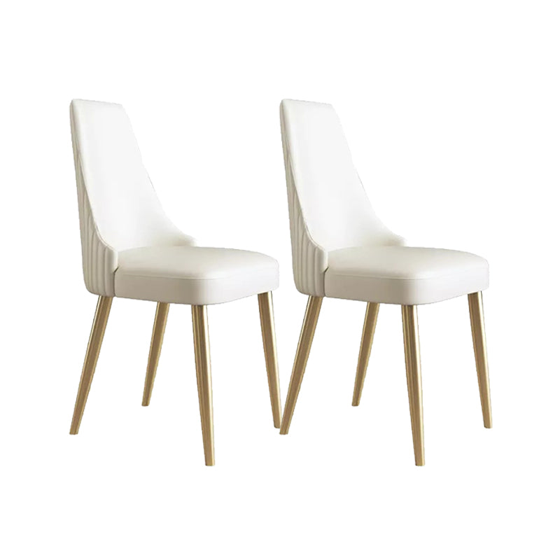 Glam Style Parsons Side Chair Leather White Indoor Dining Chair
