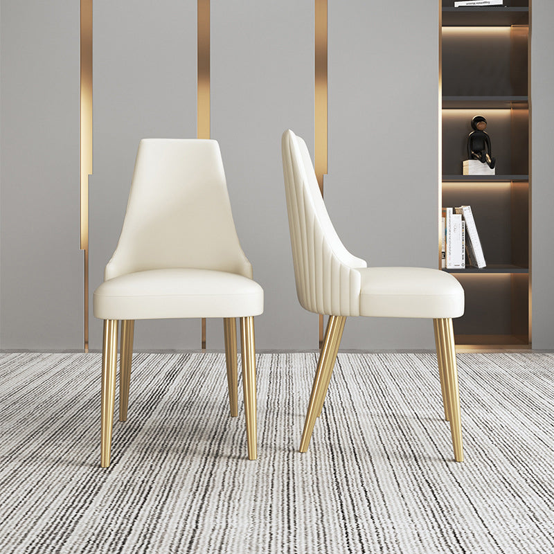 Glam Style Parsons Side Chair Leather White Indoor Dining Chair