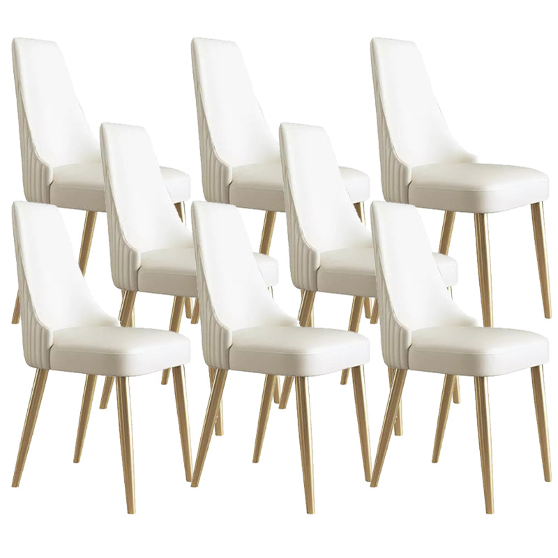 Glam Style Parsons Side Chair Leather White Indoor Dining Chair