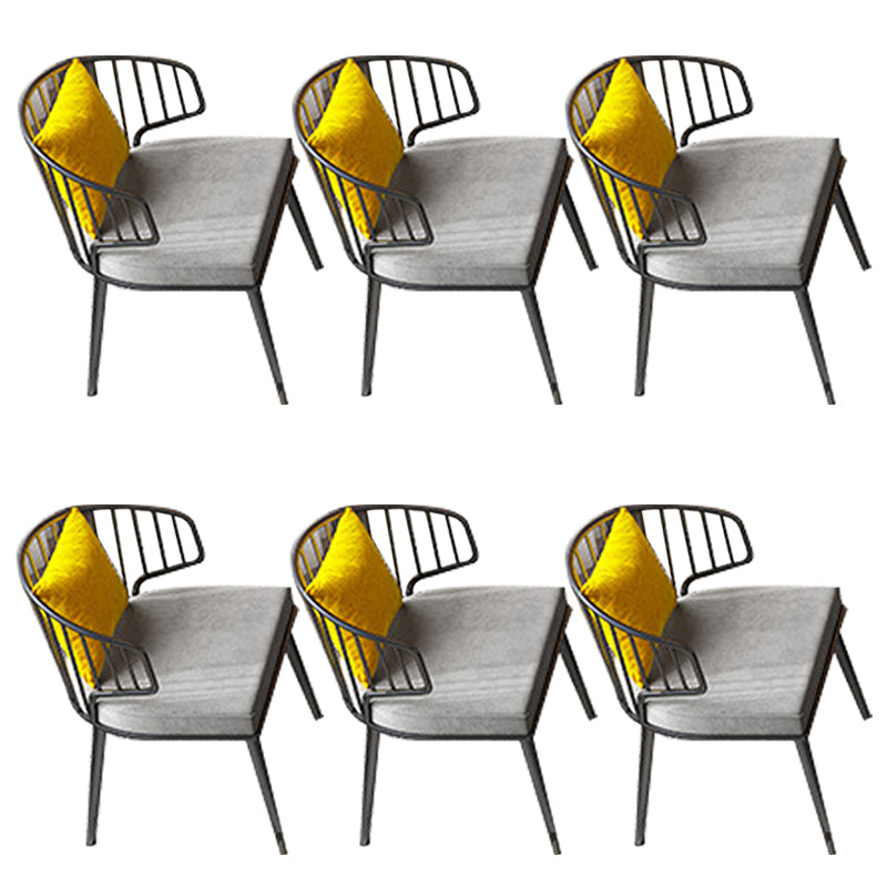 Grey Upholstered Dining Chairs Metal Windsor Back Arm Chairs