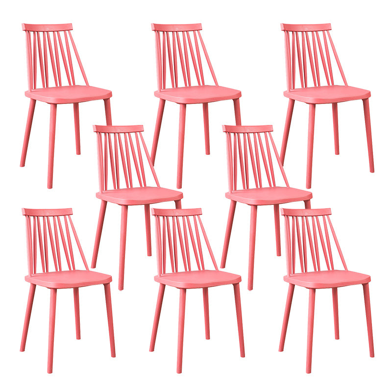 Nordic Style Armless Side Chairs Slat Back Chair with Plastic Legs for Home Use