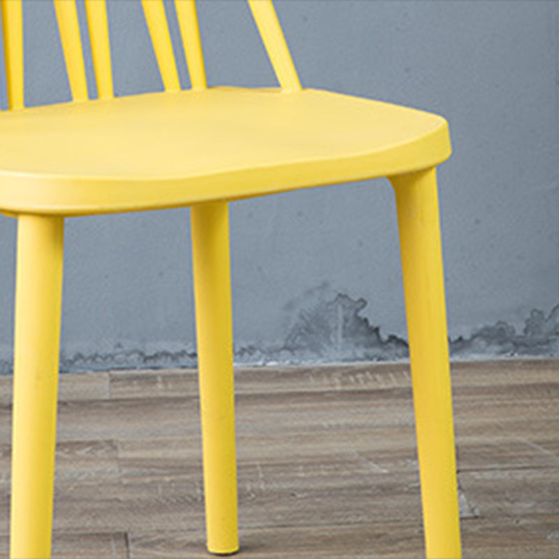 Nordic Style Armless Side Chairs Slat Back Chair with Plastic Legs for Home Use