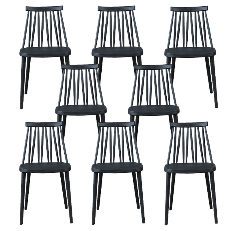 Nordic Style Armless Side Chairs Slat Back Chair with Plastic Legs for Home Use