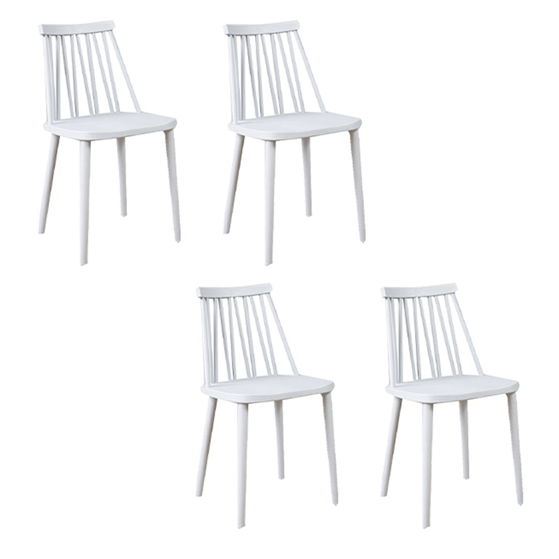 Nordic Style Armless Side Chairs Slat Back Chair with Plastic Legs for Home Use