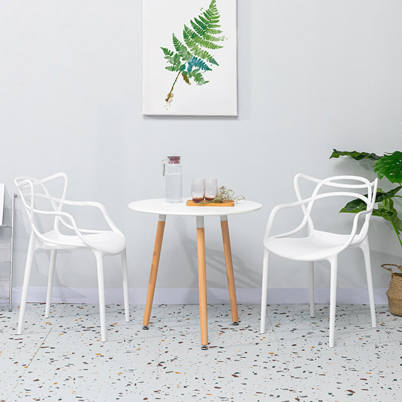 Nordic Arm Side Chairs Open Back Chairs with Plastic Legs for Home Use