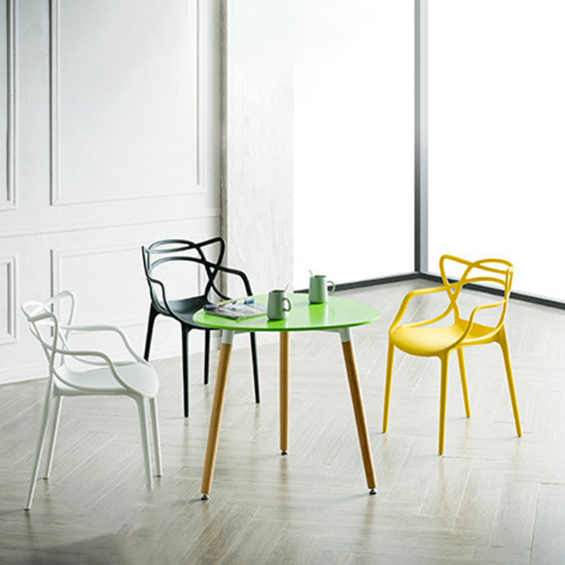 Nordic Arm Side Chairs Open Back Chairs with Plastic Legs for Home Use