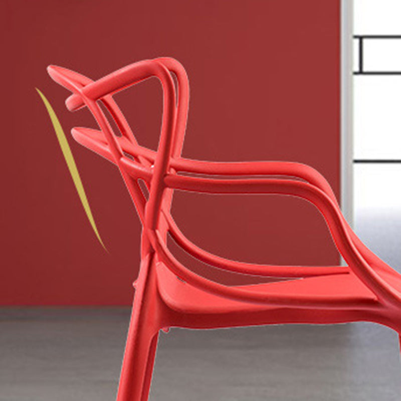 Nordic Arm Side Chairs Open Back Chairs with Plastic Legs for Home Use