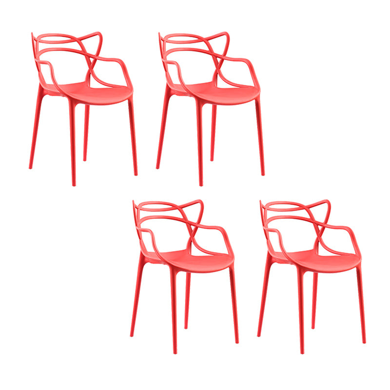 Nordic Arm Side Chairs Open Back Chairs with Plastic Legs for Home Use