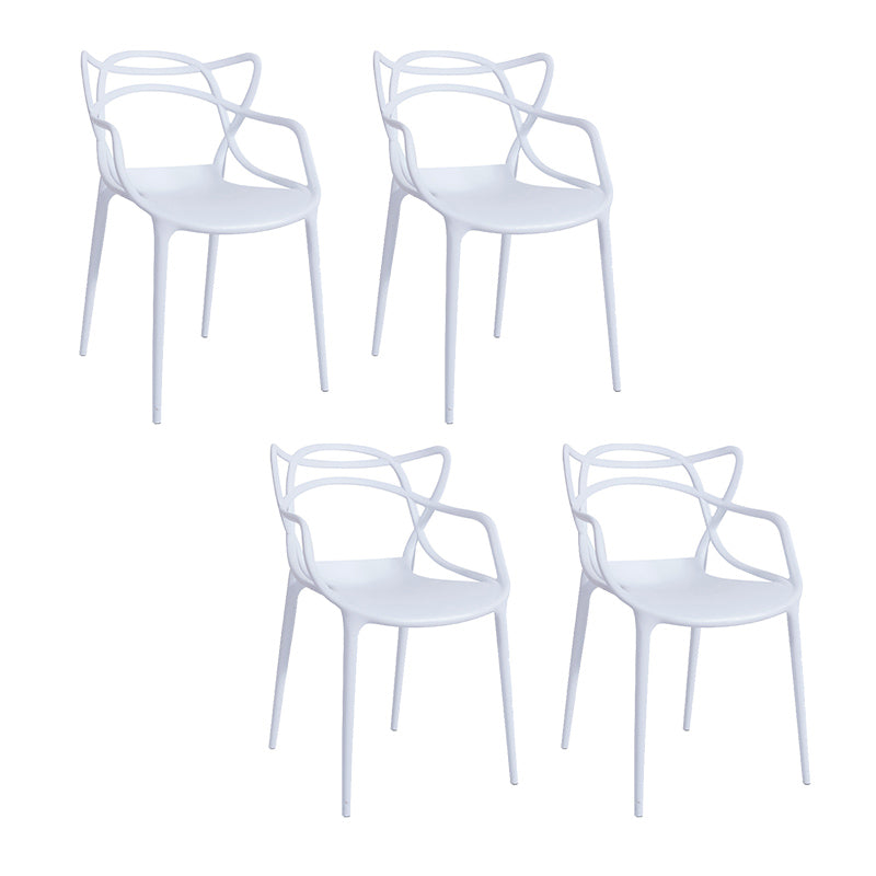 Nordic Arm Side Chairs Open Back Chairs with Plastic Legs for Home Use