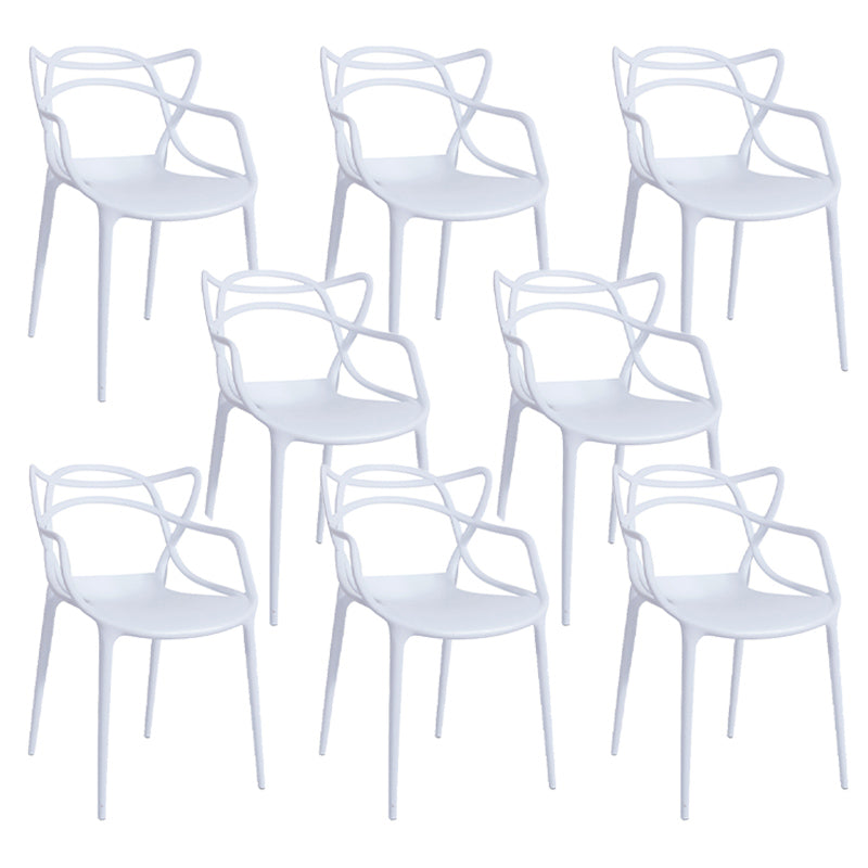 Nordic Arm Side Chairs Open Back Chairs with Plastic Legs for Home Use