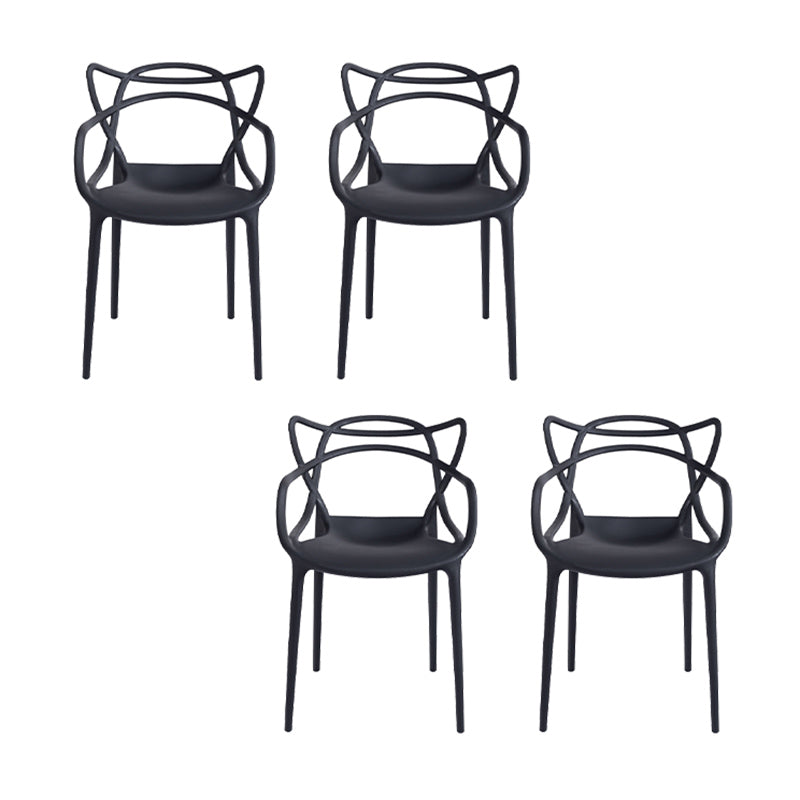 Nordic Arm Side Chairs Open Back Chairs with Plastic Legs for Home Use
