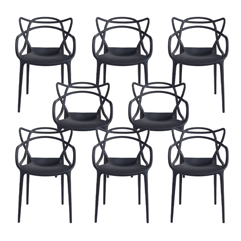 Nordic Arm Side Chairs Open Back Chairs with Plastic Legs for Home Use