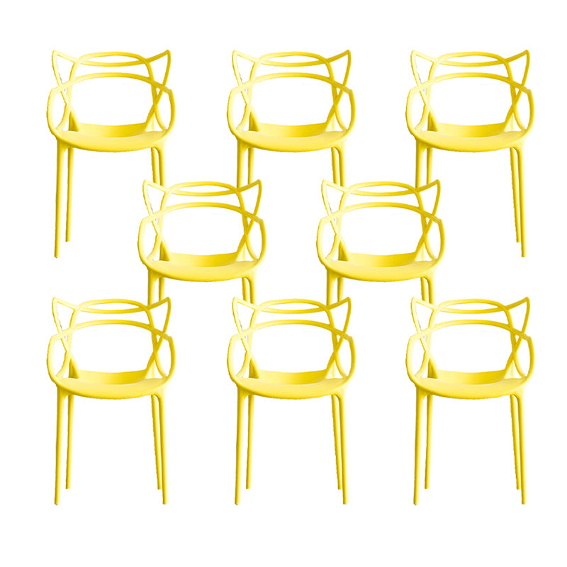 Nordic Arm Side Chairs Open Back Chairs with Plastic Legs for Home Use
