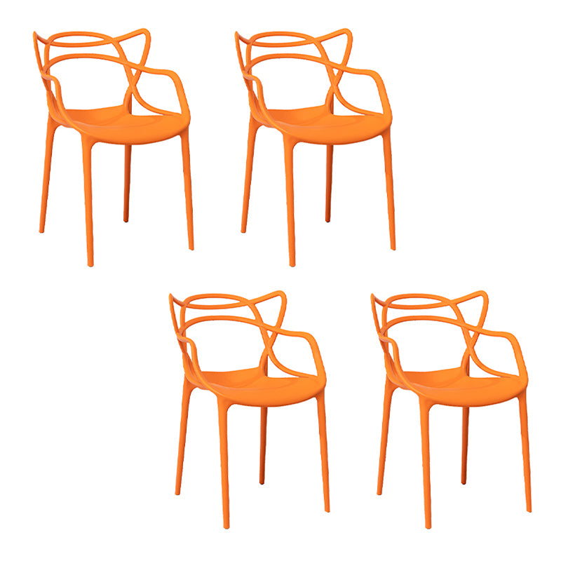 Nordic Arm Side Chairs Open Back Chairs with Plastic Legs for Home Use