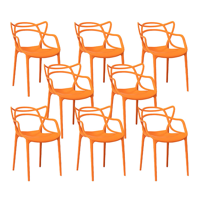Nordic Arm Side Chairs Open Back Chairs with Plastic Legs for Home Use