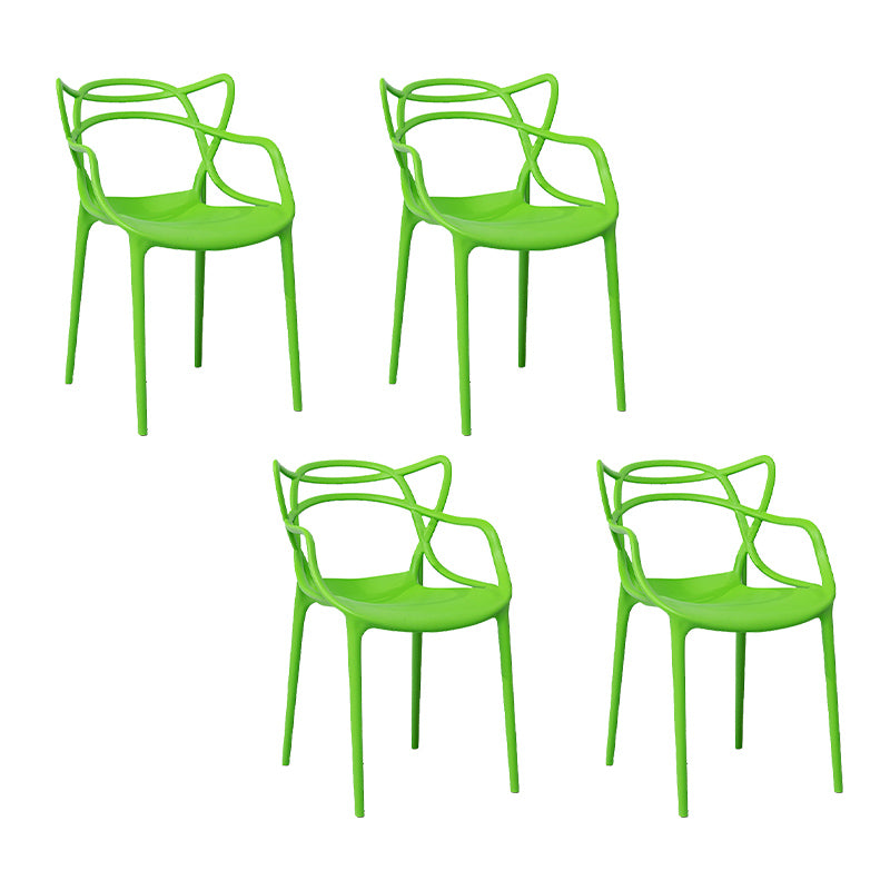 Nordic Arm Side Chairs Open Back Chairs with Plastic Legs for Home Use