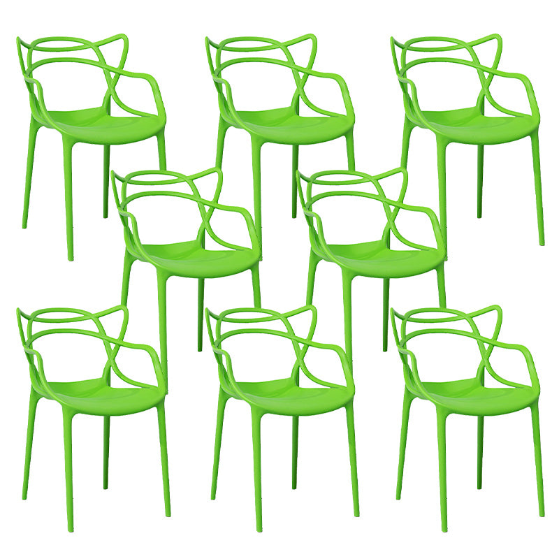 Nordic Arm Side Chairs Open Back Chairs with Plastic Legs for Home Use