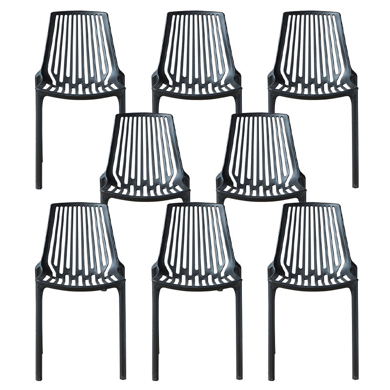 Nordic Armless Side Chairs Slat Back Chair with Plastic Legs for Home Use